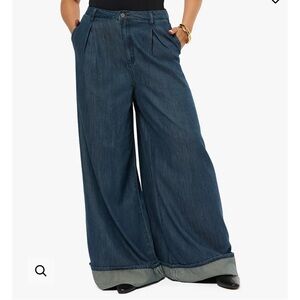 Pleated Wide Leg Jean in Dark Wash from WeWoreWhat